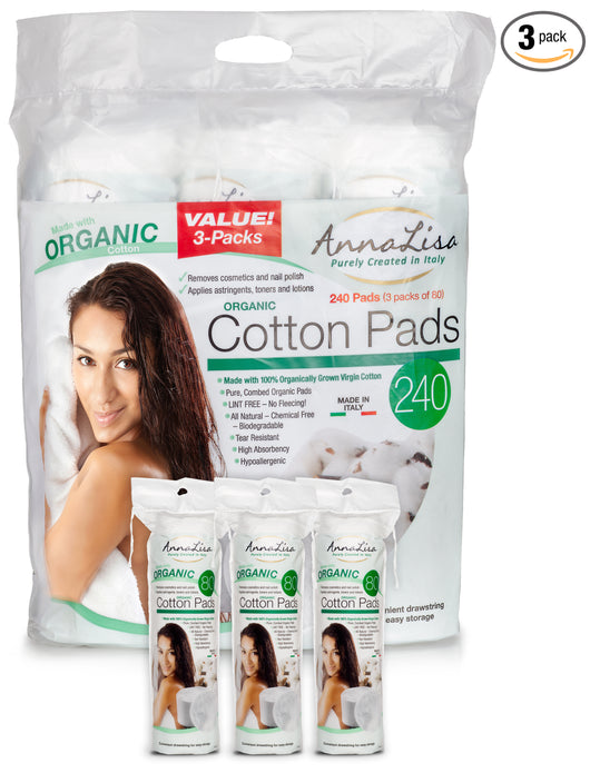 Organic Cotton Pads- 240 count Updated Version - Anna Lisa Cotton