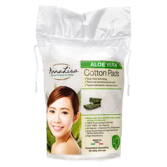 Aloe Vera LARGE Italian Cotton Pads - 40 Count - Anna Lisa Cotton