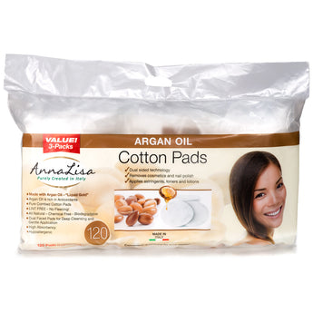 Argan Oil LARGE Italian Cotton Pads, 120 Count - Anna Lisa Cotton
